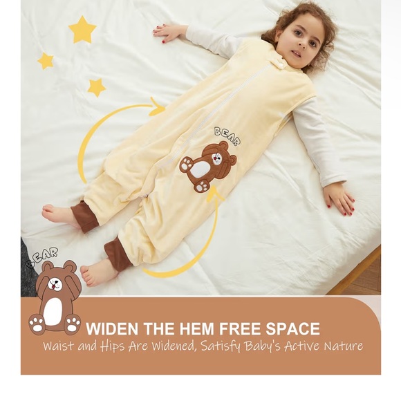 Michley soft sleep sack cream brown bear pajamas 5T 6T NWT UNISEX sleeping bag - Picture 5 of 10